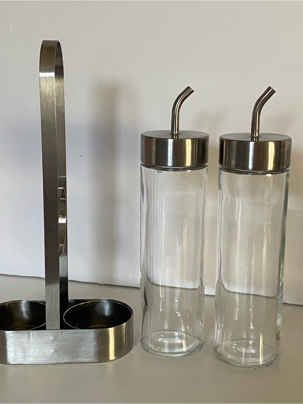 IKEA ORTFYLLD Glass Set Oil & Vinegar Cruet Stainless Steel Silver Brushed - Picture 15 of 16